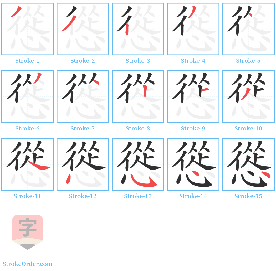 慫 Stroke Order Diagrams