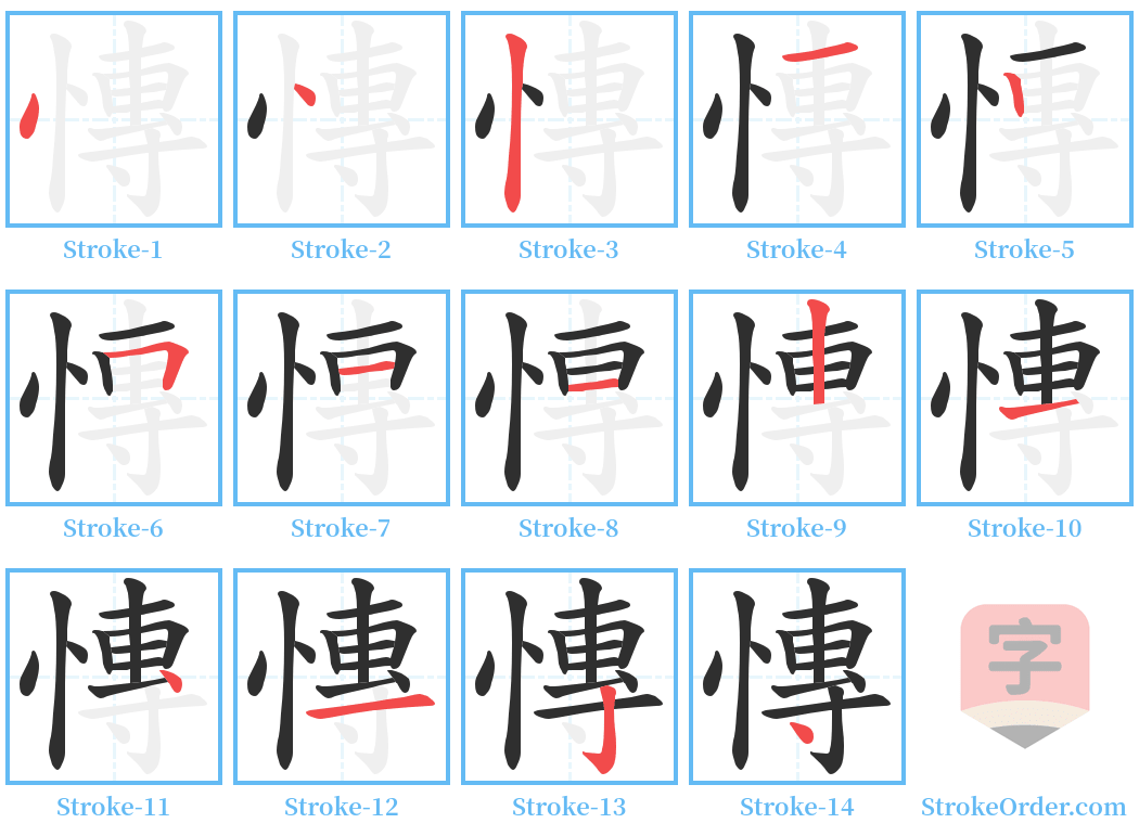 慱 Stroke Order Diagrams