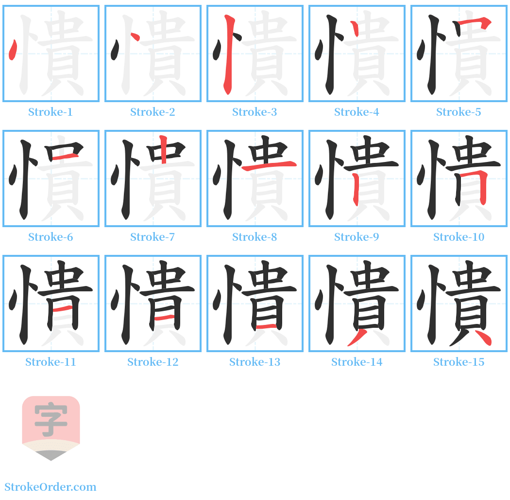 憒 Stroke Order Diagrams