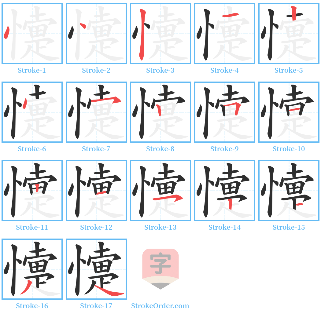 懥 Stroke Order Diagrams