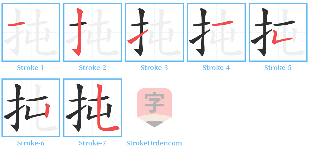 扽 Stroke Order Diagrams