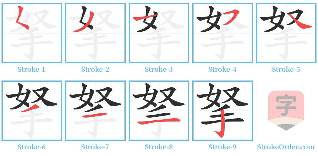 拏 Stroke Order Diagrams