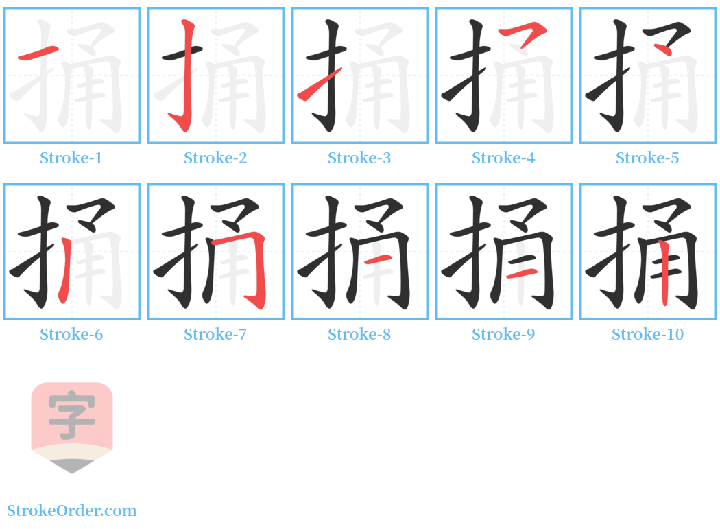 捅 Stroke Order Diagrams