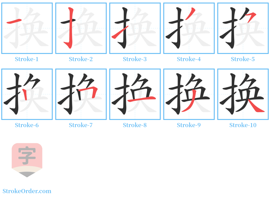 换 Stroke Order Diagrams