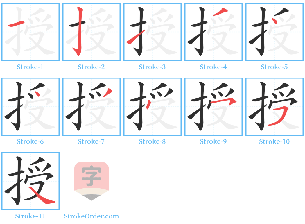 授 Stroke Order Diagrams