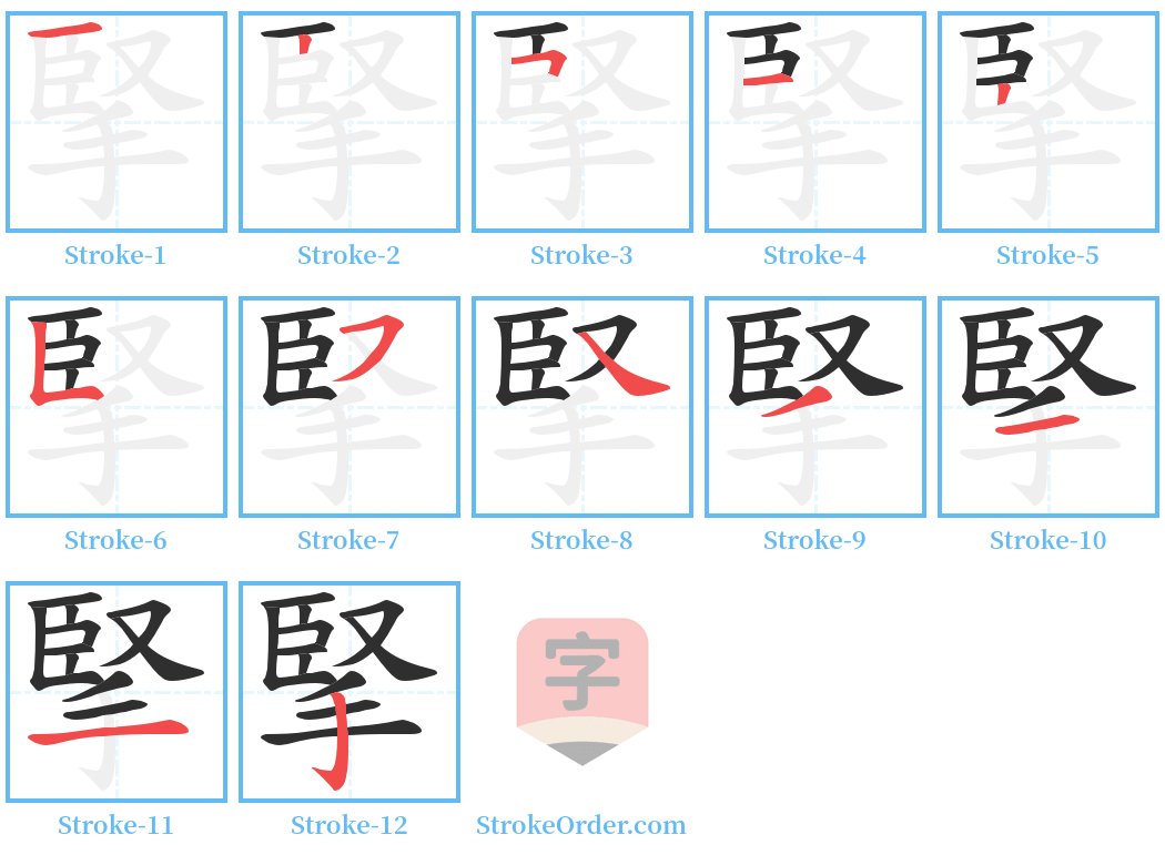 掔 Stroke Order Diagrams