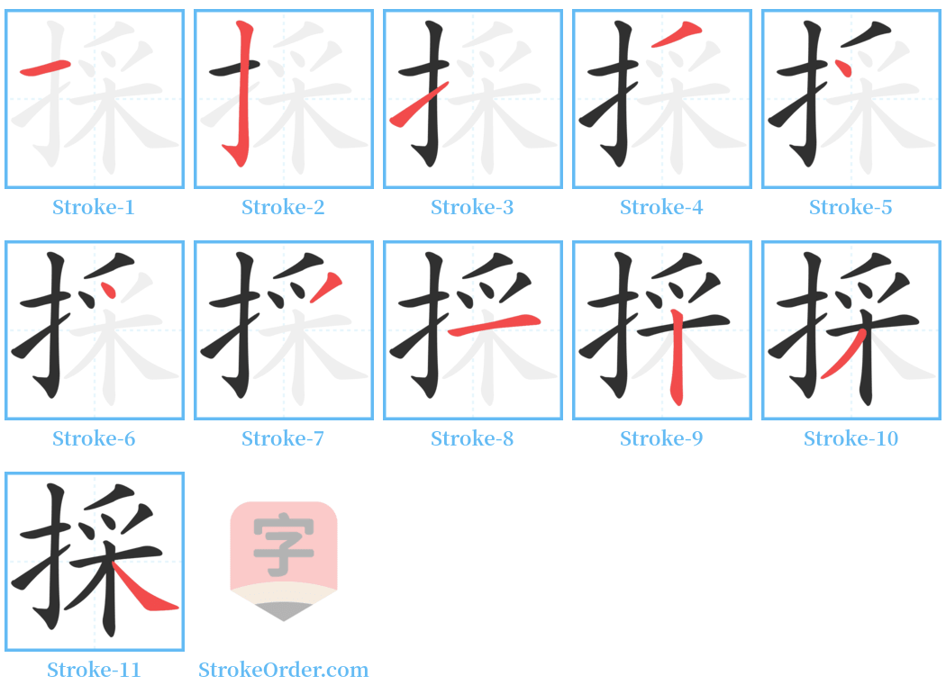 採 Stroke Order Diagrams