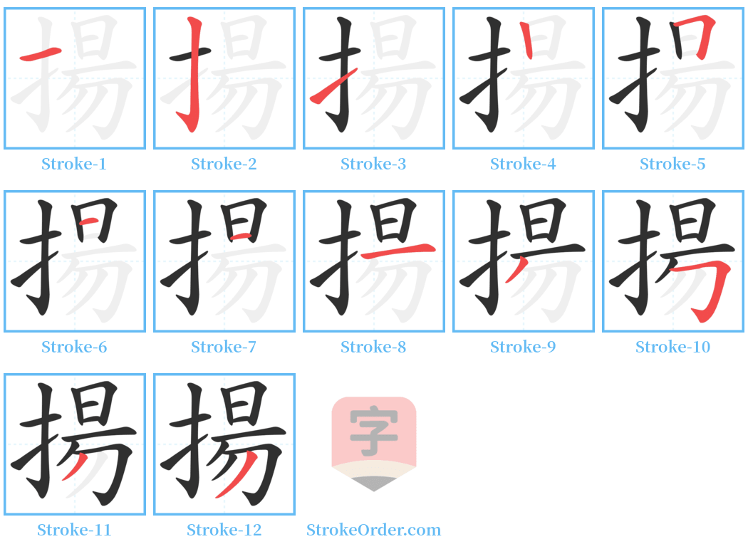 揚 Stroke Order Diagrams