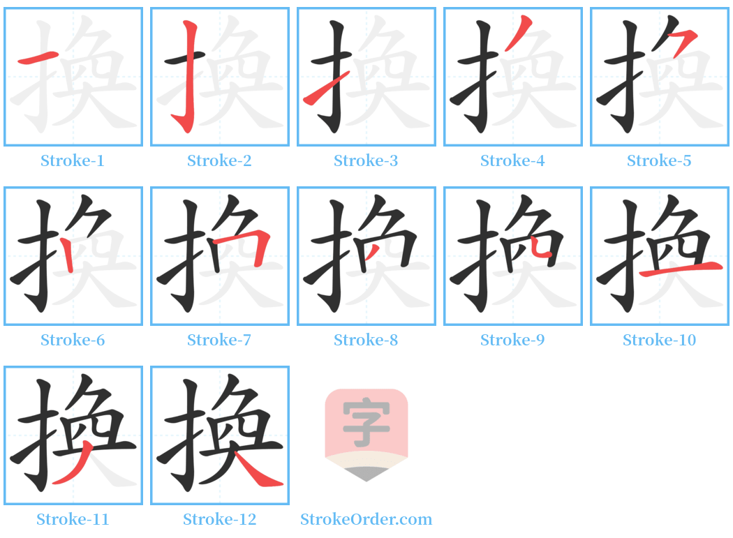 換 Stroke Order Diagrams