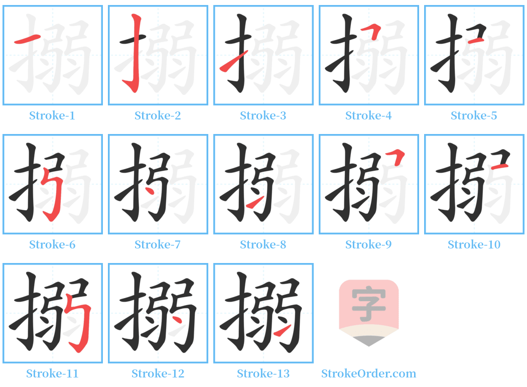 搦 Stroke Order Diagrams