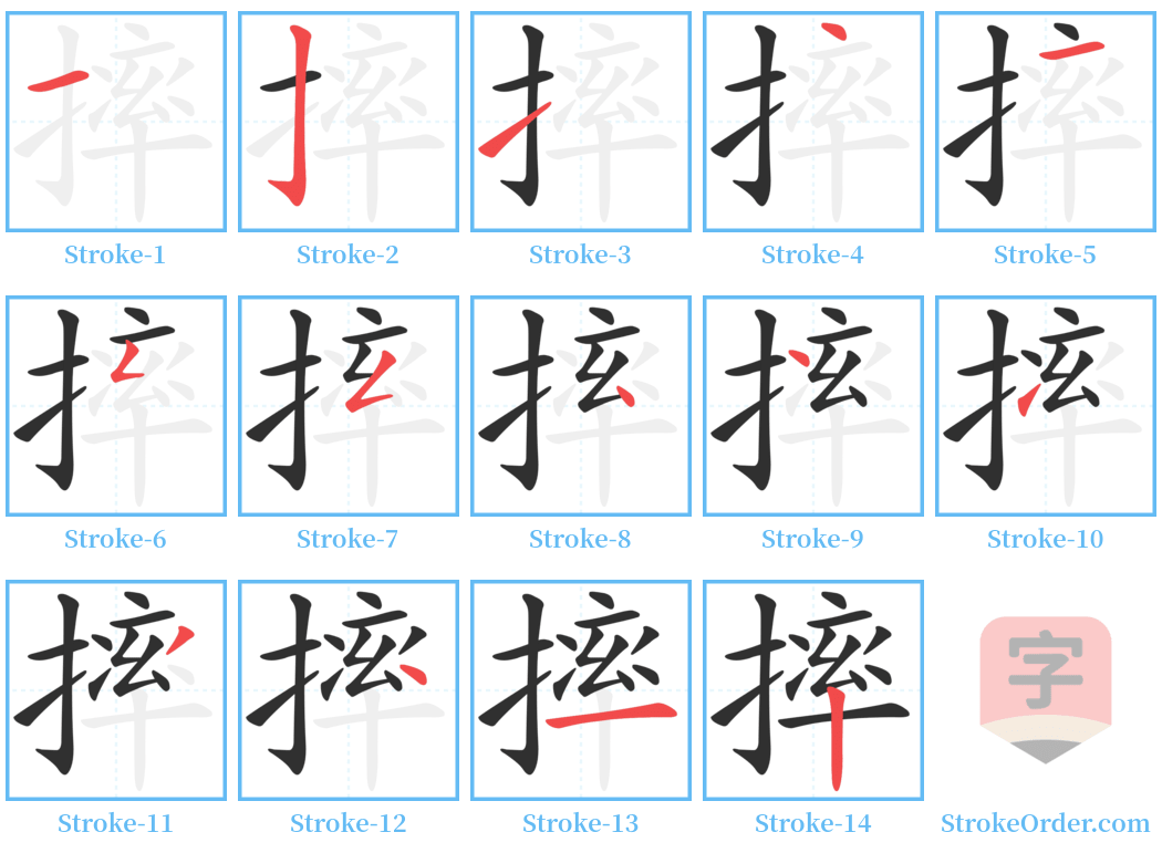 摔 Stroke Order Diagrams