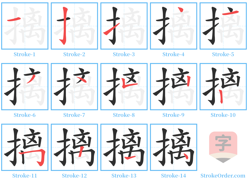 摛 Stroke Order Diagrams