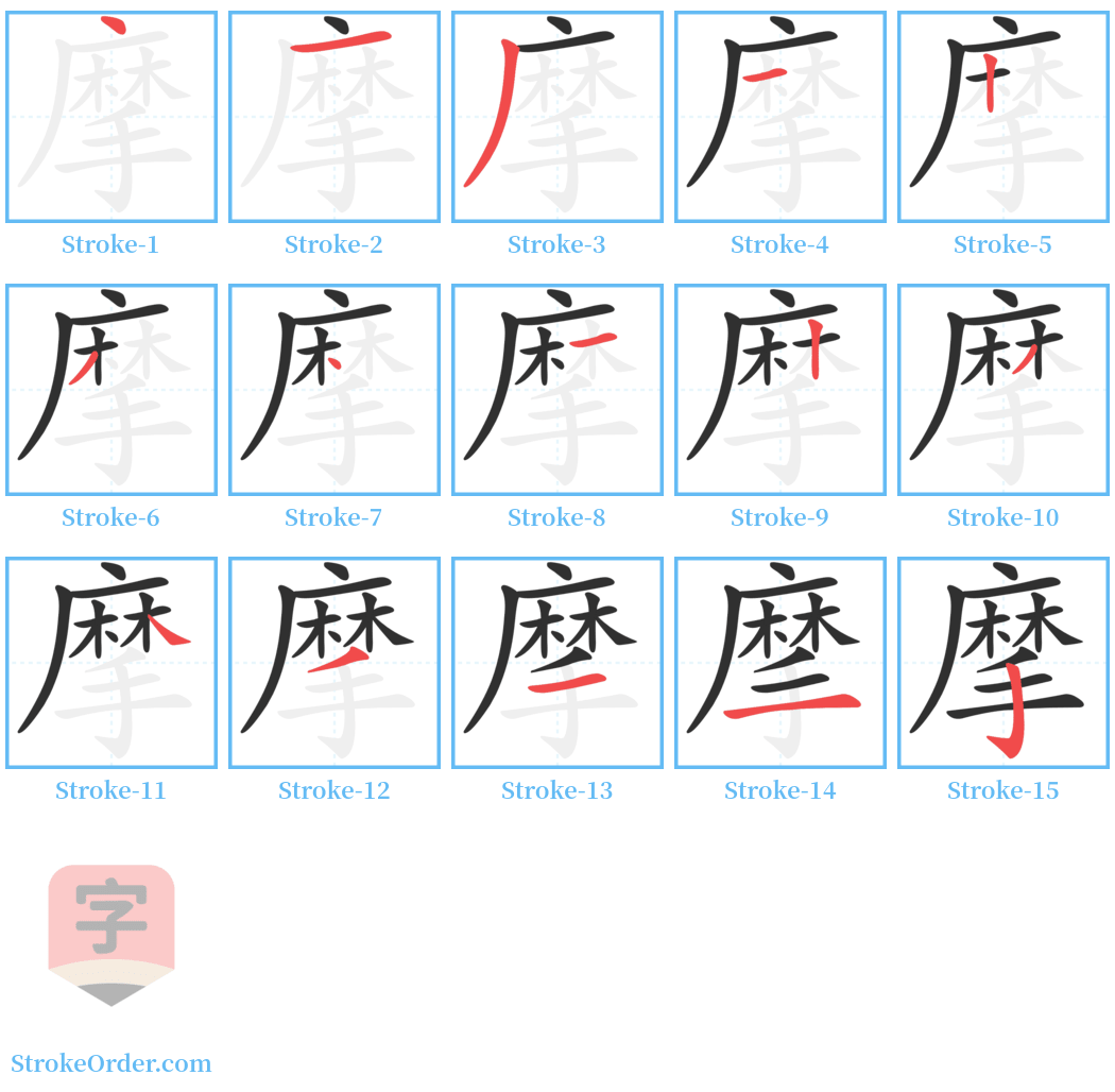 摩 Stroke Order Diagrams