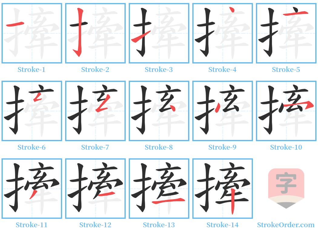 撁 Stroke Order Diagrams