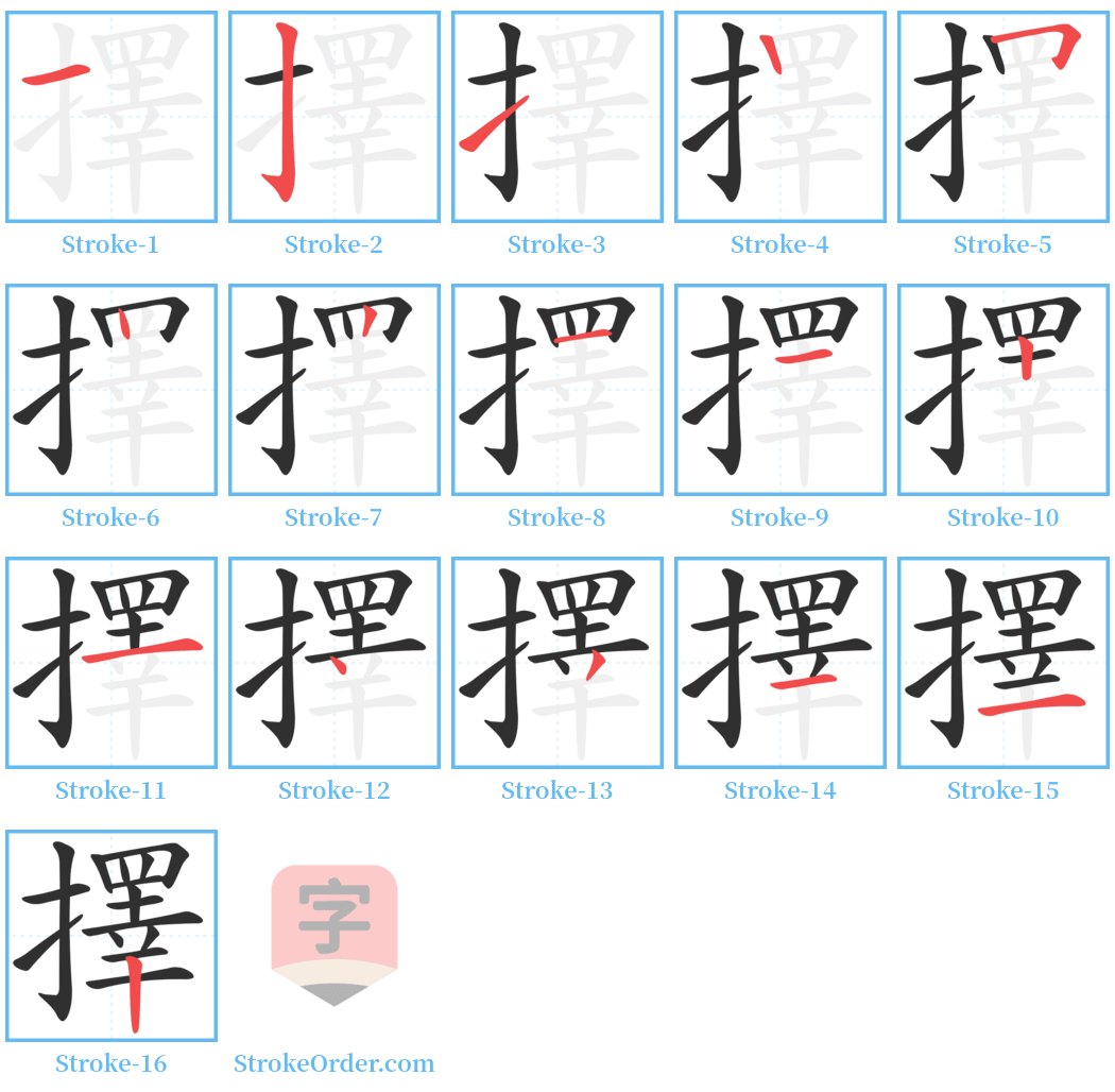 擇 Stroke Order Diagrams