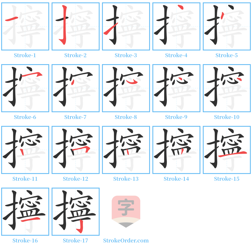 擰 Stroke Order Diagrams