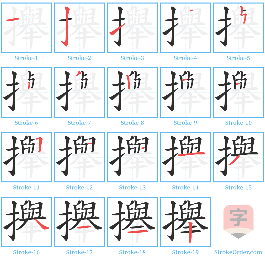 攑 Stroke Order Diagrams