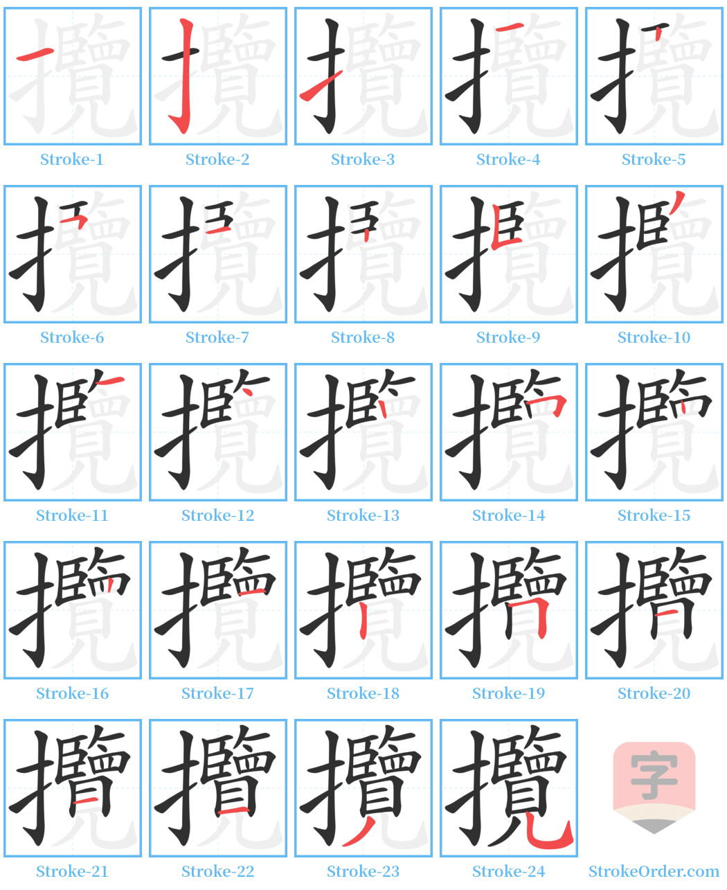 攬 Stroke Order Diagrams