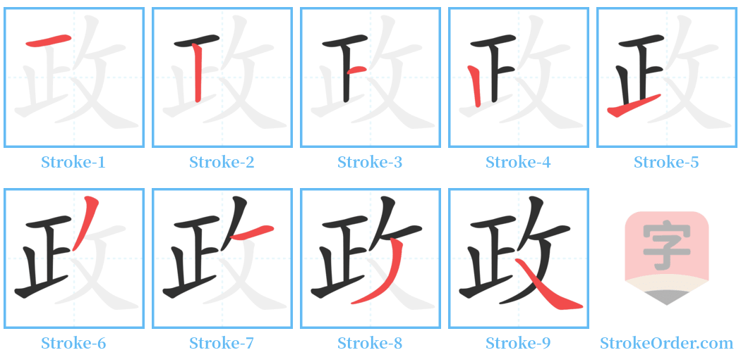 政 Stroke Order Diagrams