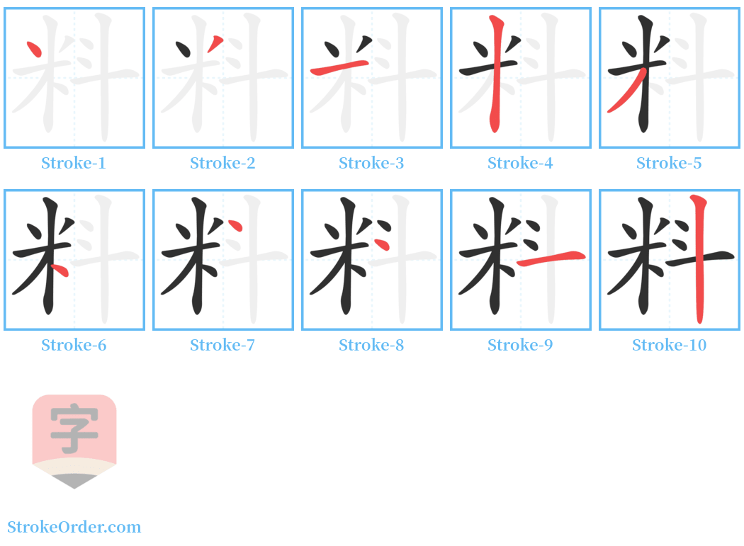 料 Stroke Order Diagrams