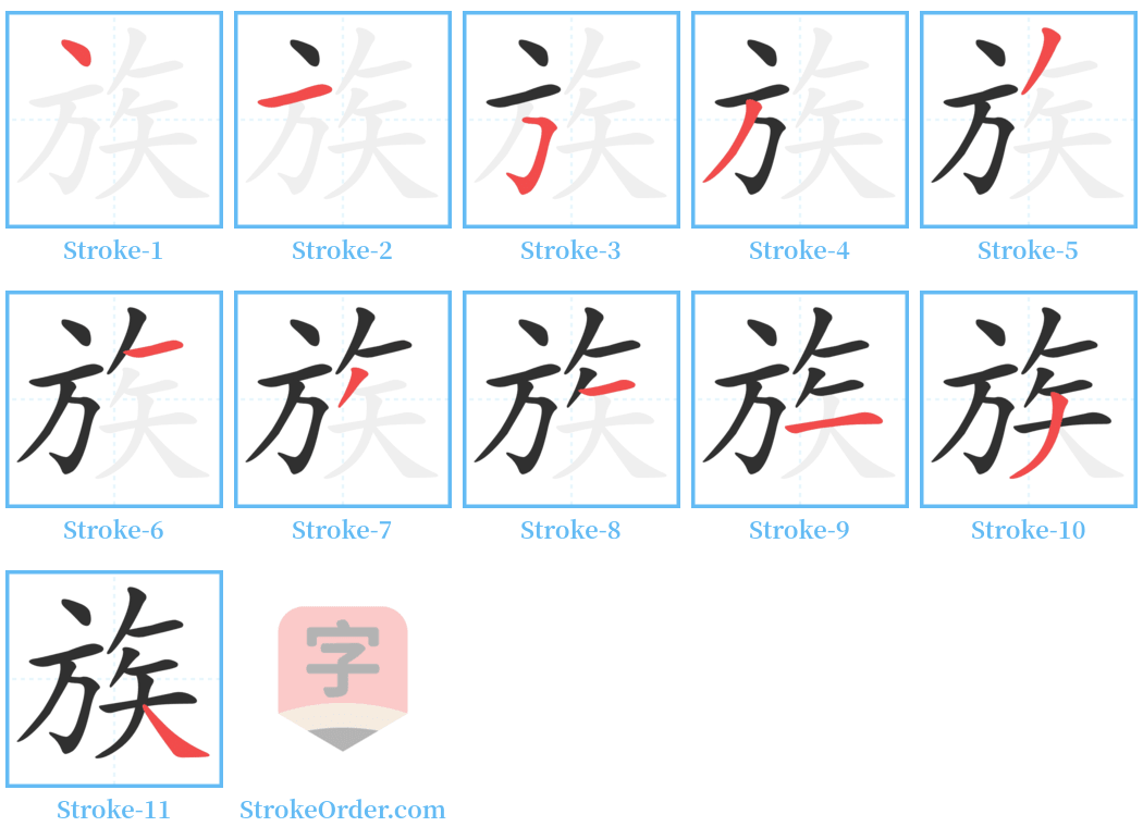 族 Stroke Order Diagrams