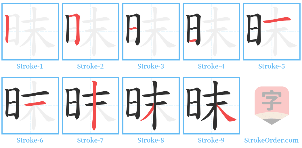 昩 Stroke Order Diagrams