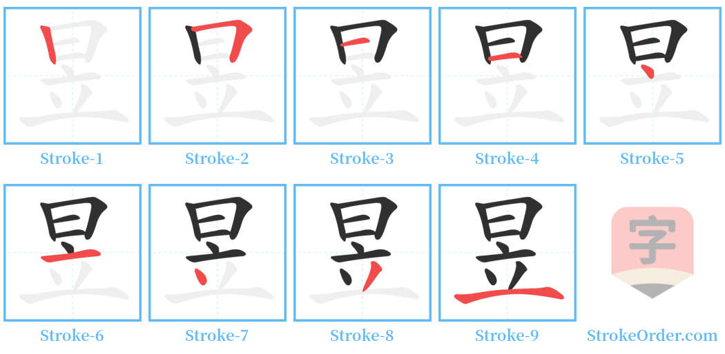 昱 Stroke Order Diagrams