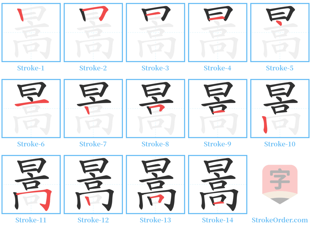 暠 Stroke Order Diagrams