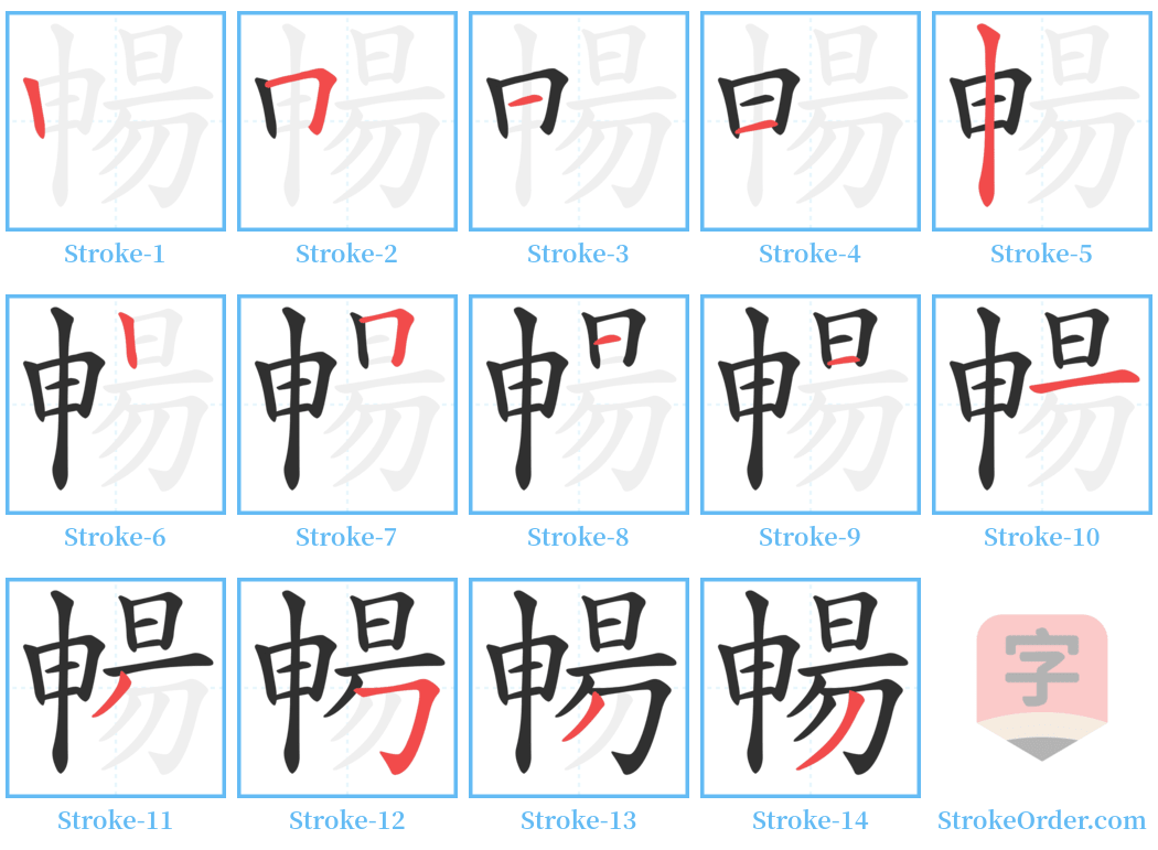 暢 Stroke Order Diagrams