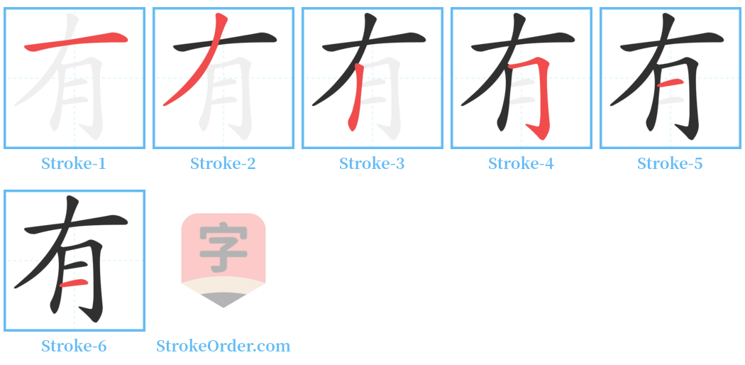 有 Stroke Order Diagrams