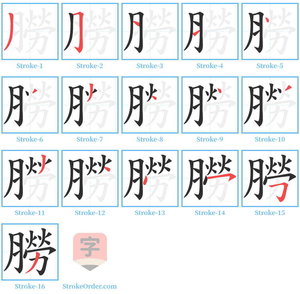 朥 Stroke Order Diagrams