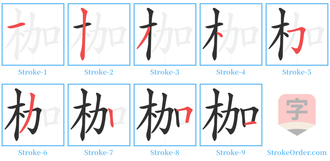 枷 Stroke Order Diagrams