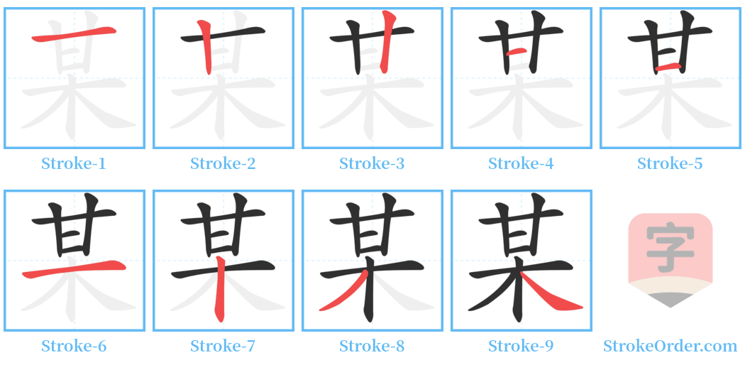 某 Stroke Order Diagrams