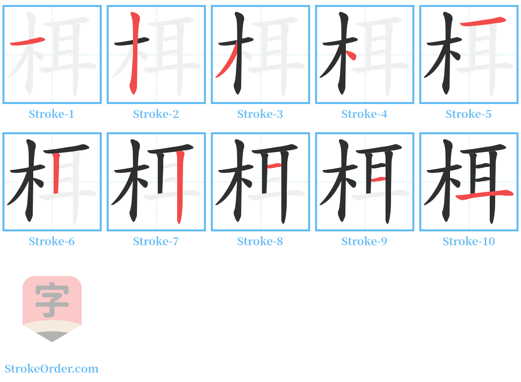 栮 Stroke Order Diagrams