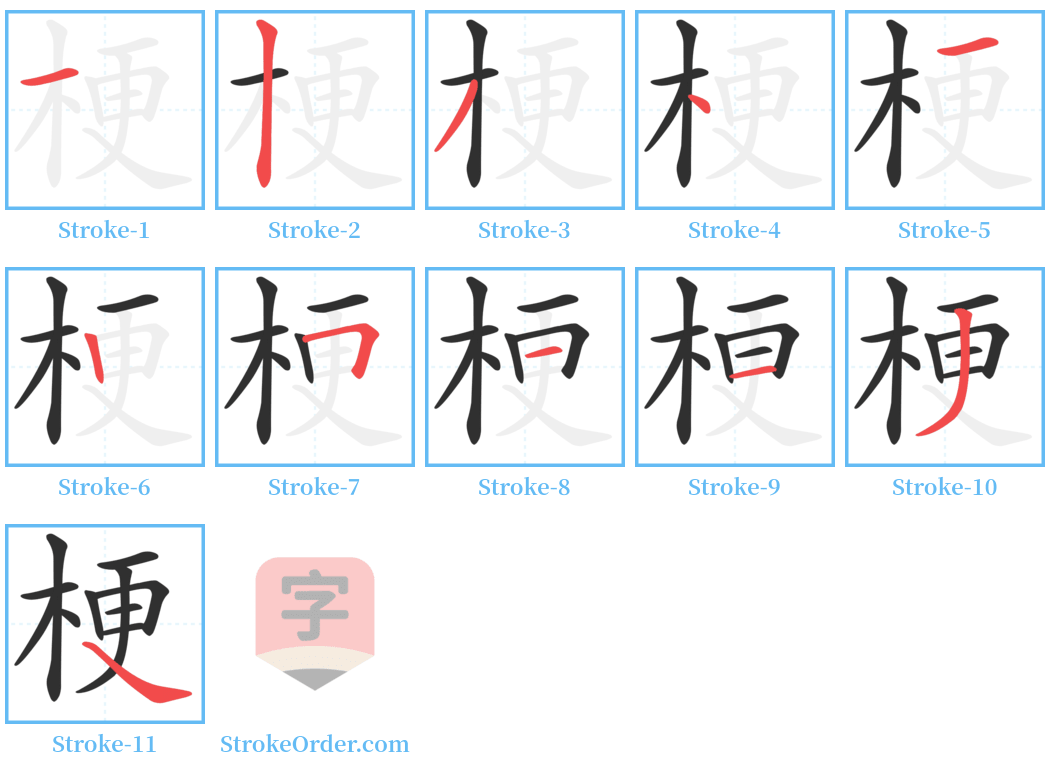 梗 Stroke Order Diagrams