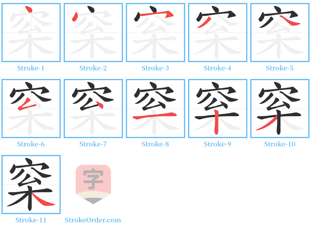 梥 Stroke Order Diagrams