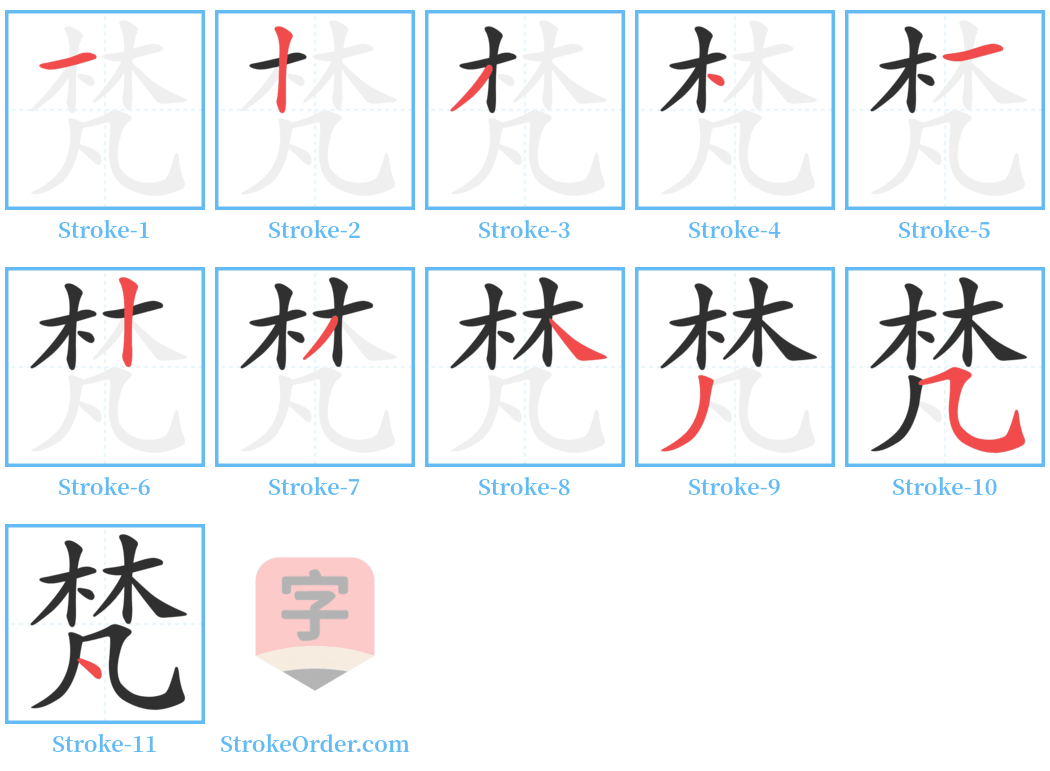 梵 Stroke Order Diagrams