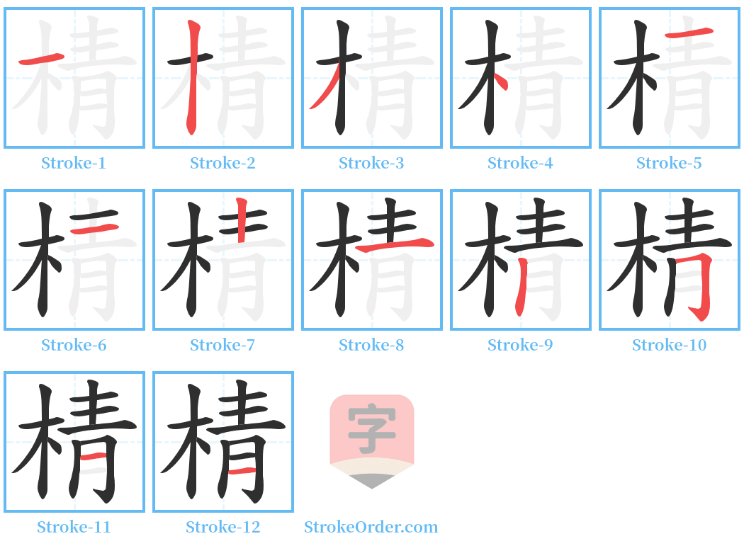 棈 Stroke Order Diagrams