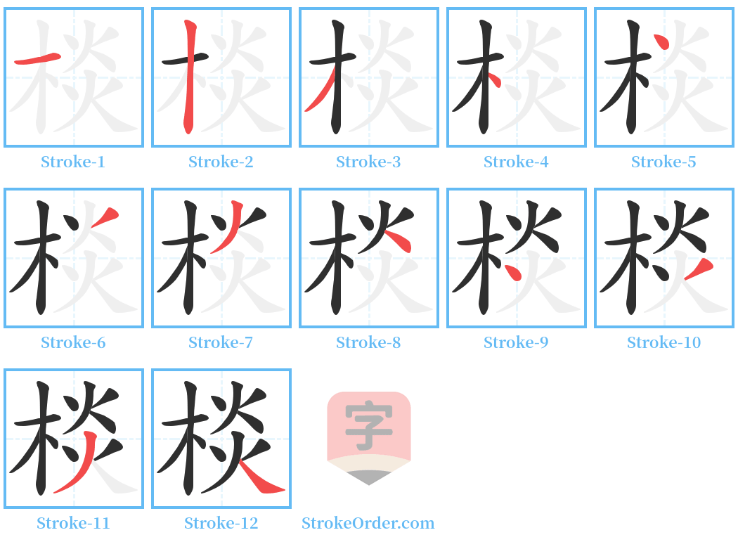 棪 Stroke Order Diagrams