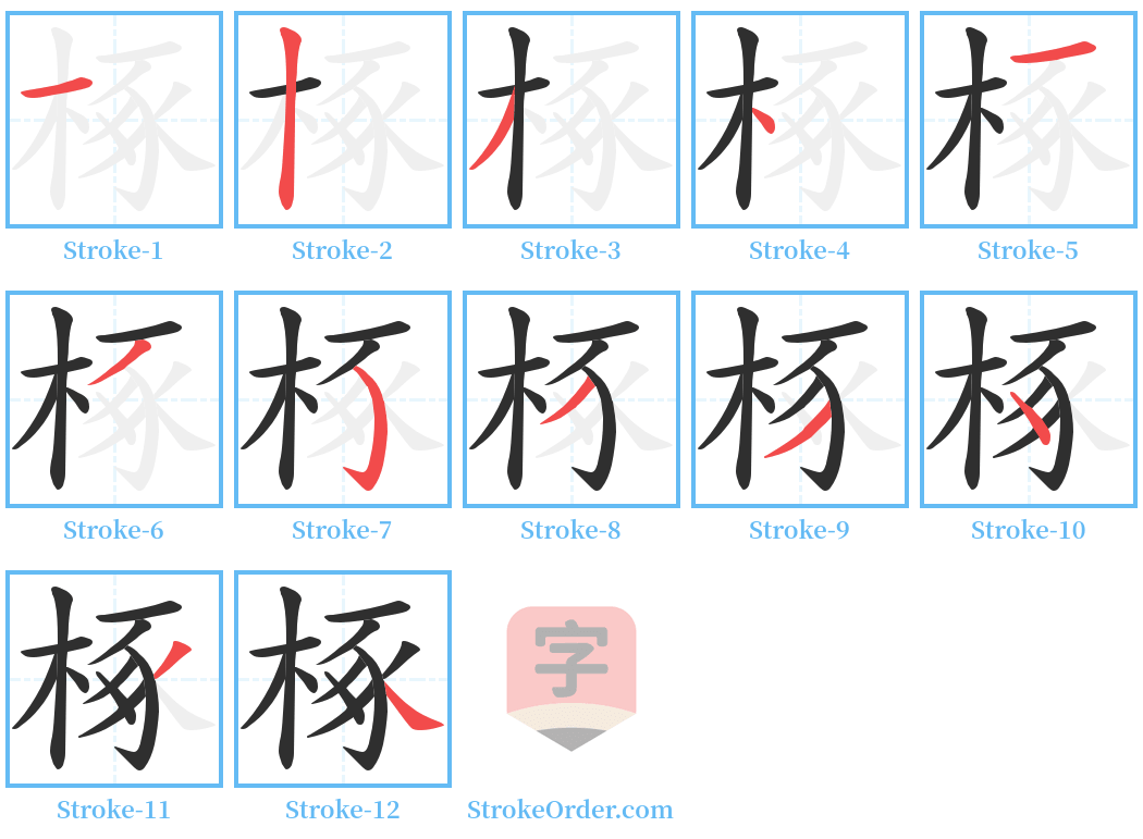 椓 Stroke Order Diagrams