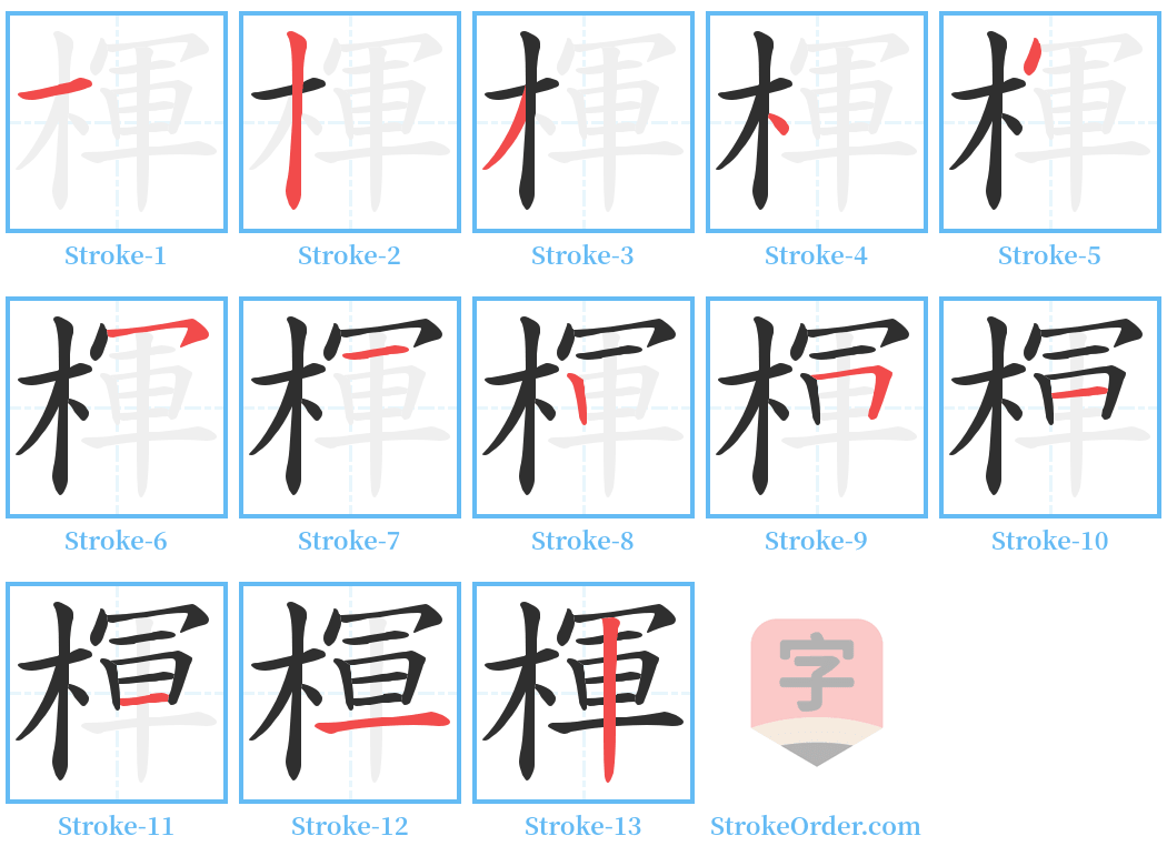 楎 Stroke Order Diagrams