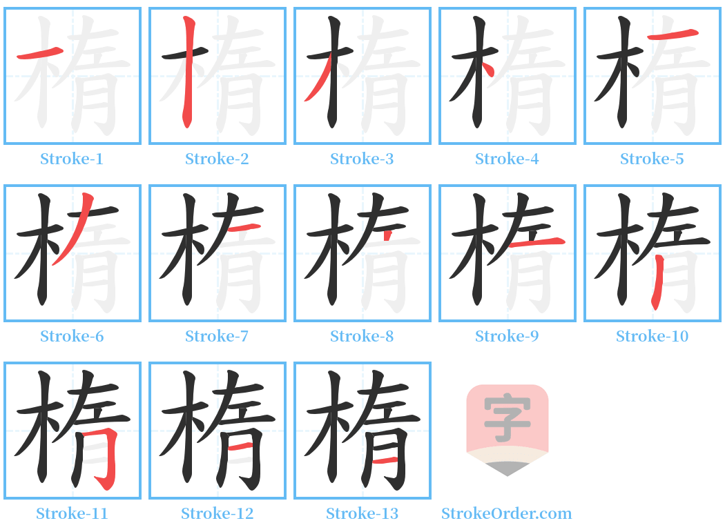 楕 Stroke Order Diagrams