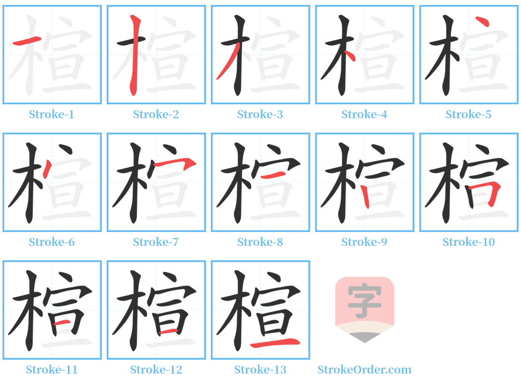 楦 Stroke Order Diagrams