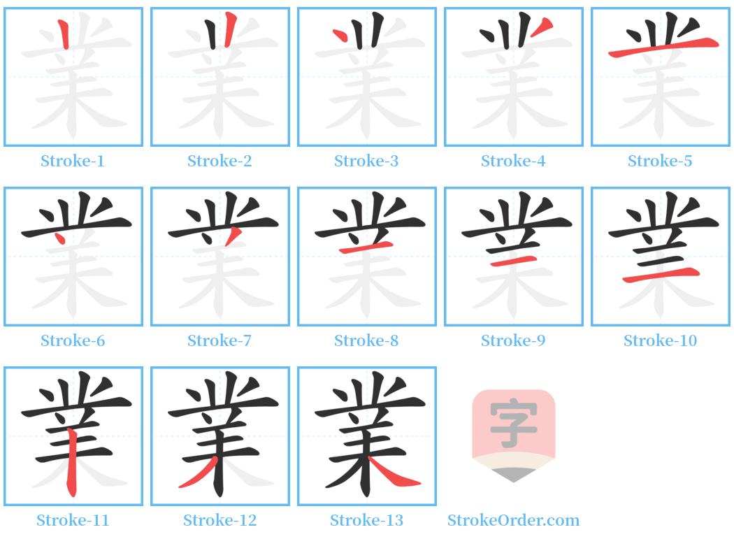 業 Stroke Order Diagrams