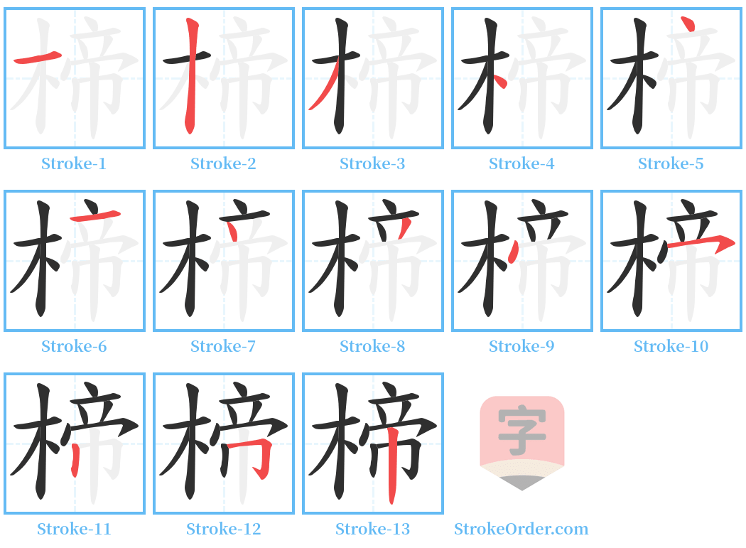 楴 Stroke Order Diagrams