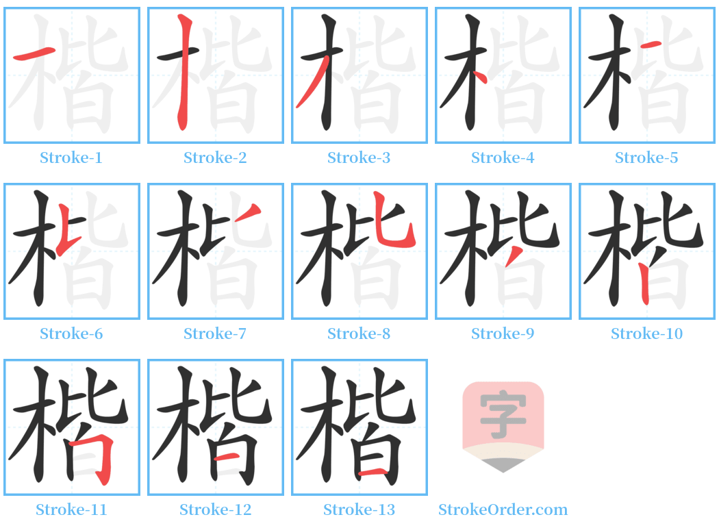 楷 Stroke Order Diagrams