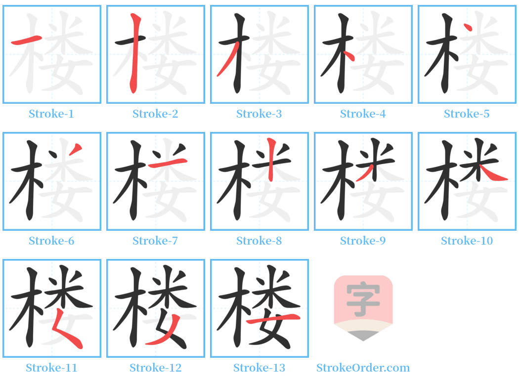 楼 Stroke Order Diagrams