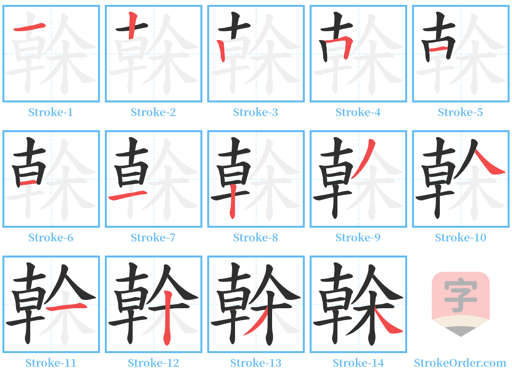 榦 Stroke Order Diagrams