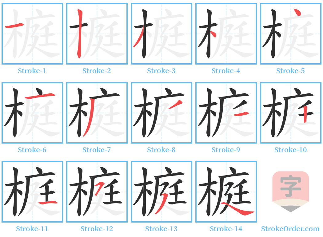 榳 Stroke Order Diagrams