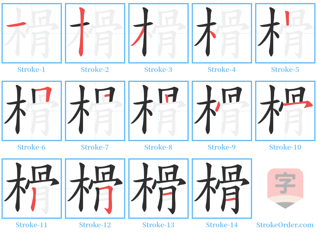 榾 Stroke Order Diagrams